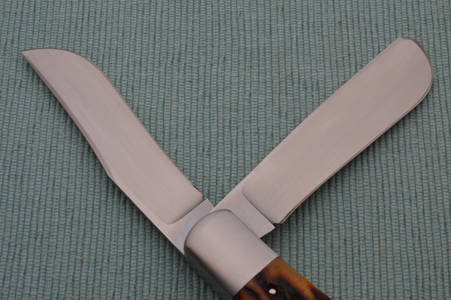 Bill Ruple 2-Blade Amber Stag Trapper Slip-Joint Folding Knife (SOLD)