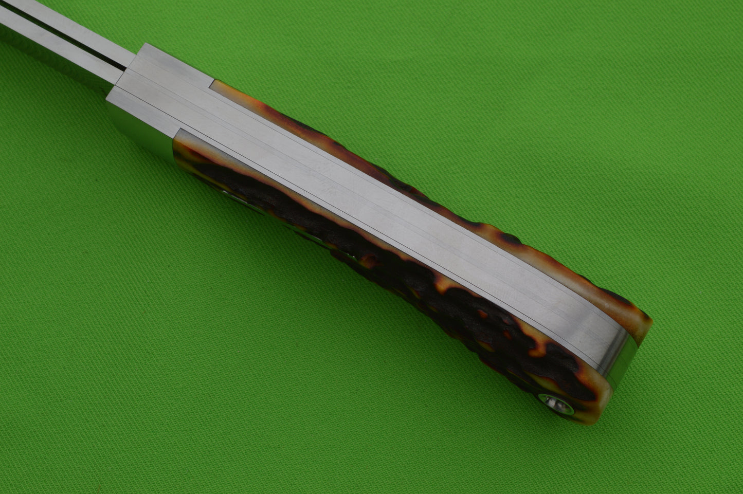 Bill Ruple Amber Stag Remington 1123 Flush-Joint Bullet Trapper, Two-Blade Folding Knife