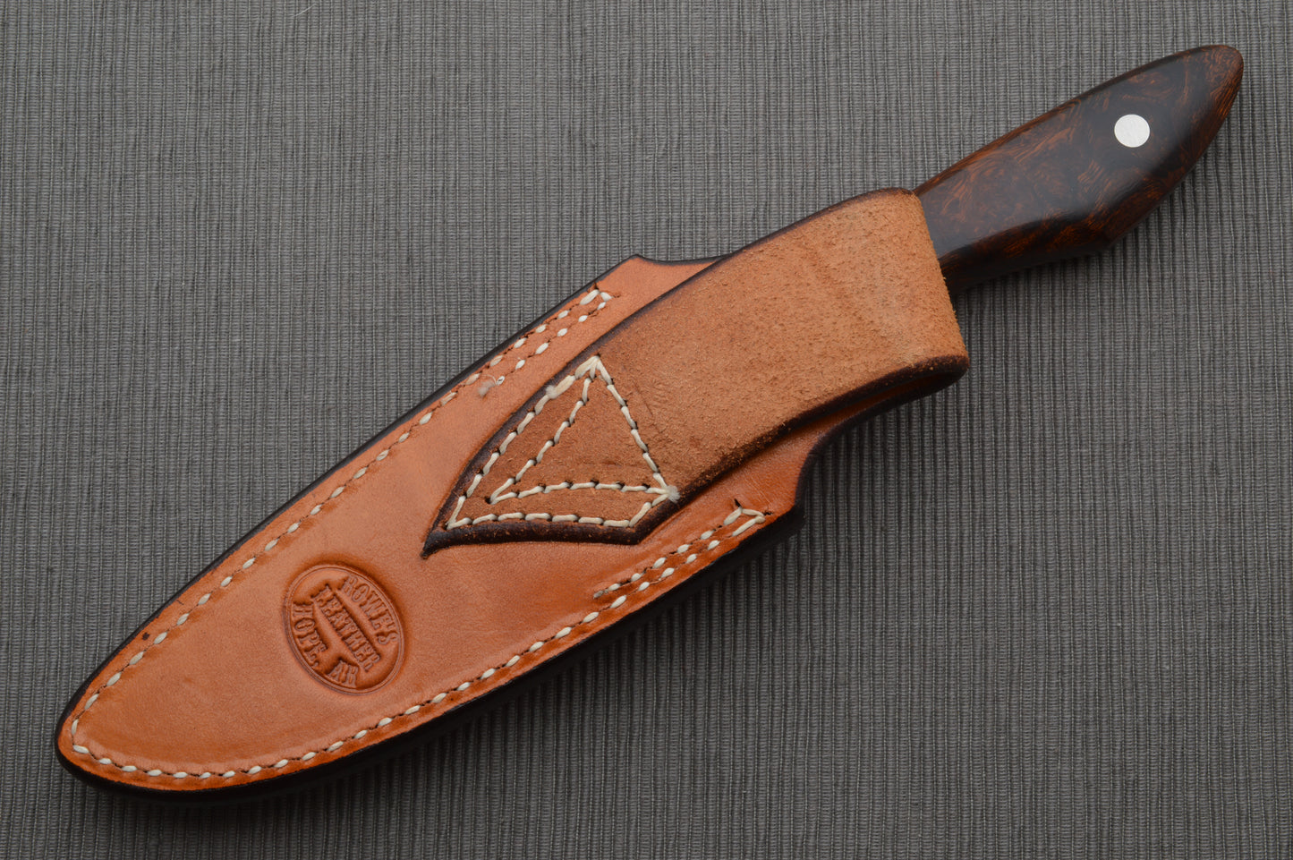Jerry Fisk, M.S. Drop Point Desert Ironwood Hunting Knife + Rowe Leather Sheath (SOLD)