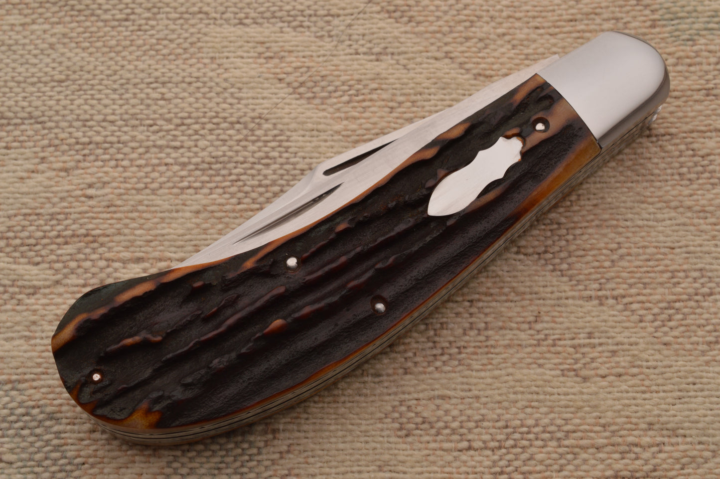 Bill Ruple PROTOTYPE 2-Blade Stag Saddlehorn Trapper Slip-Joint Folding Knife