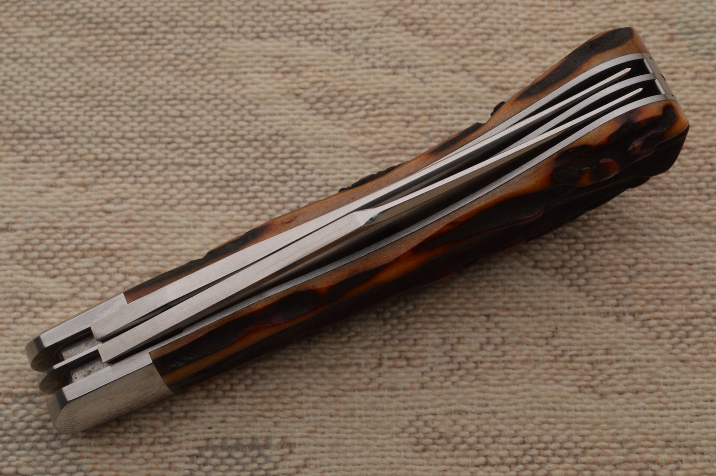 Bill Ruple PROTOTYPE 2-Blade Stag Saddlehorn Trapper Slip-Joint Folding Knife