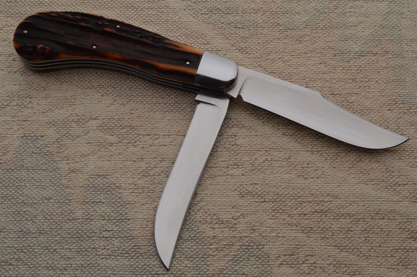 Bill Ruple PROTOTYPE 2-Blade Stag Saddlehorn Trapper Slip-Joint Folding Knife