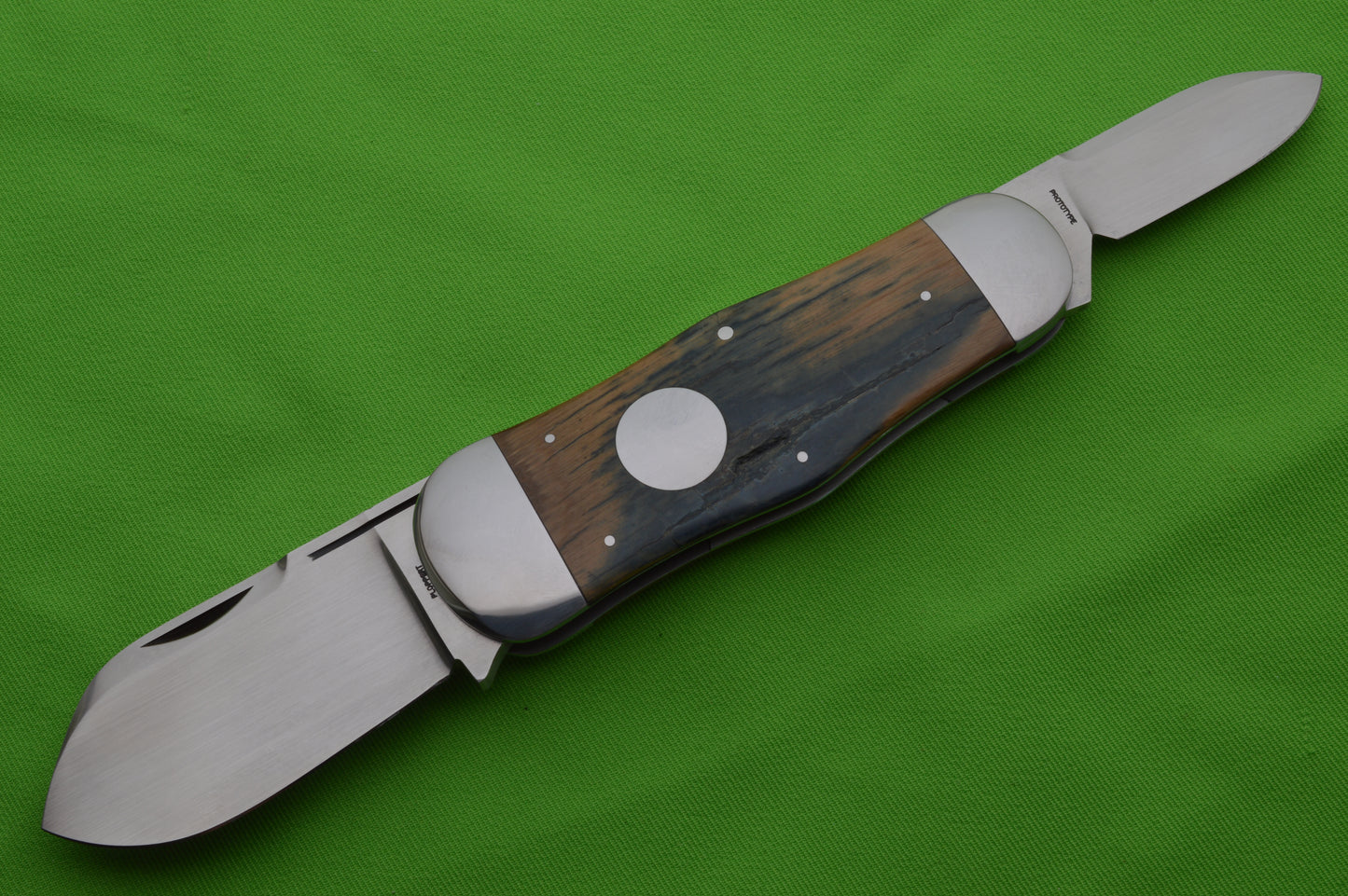 Tom Ploppert PROTOTYPE Two-Blade Fossil Rope Knife, Toenail, Slip-Joint Folding Knife