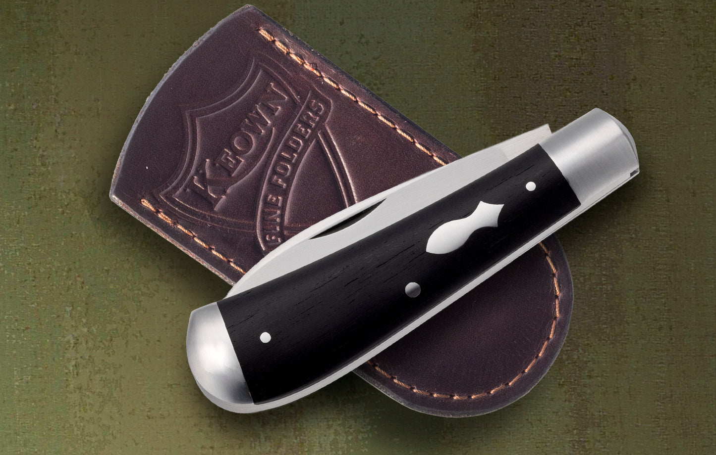 Daniel Keown Ebony Wharncliffe Trapper, Slip-Joint Folding Knife