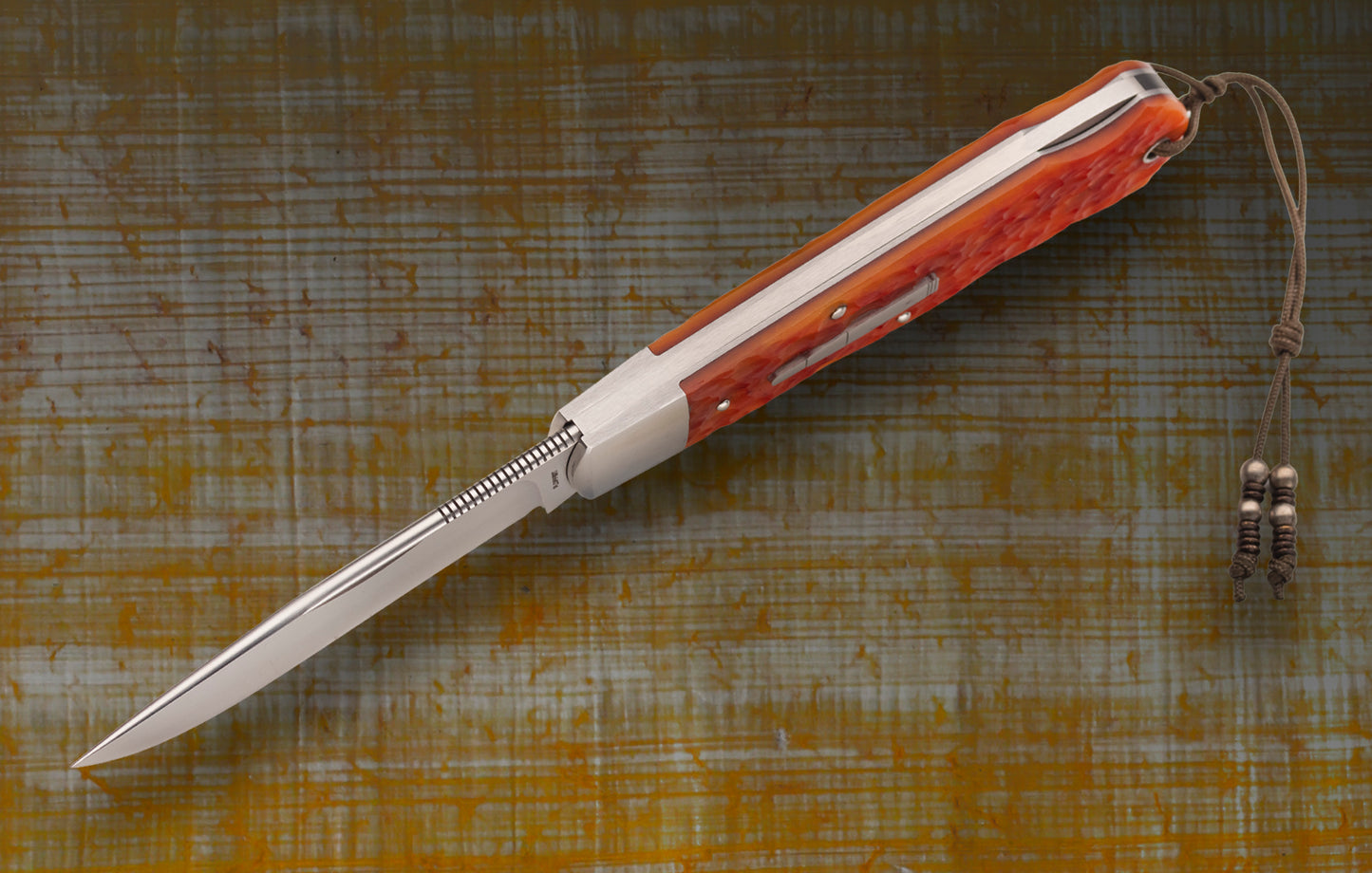 Tom Ploppert Remington 1303 Amber Jigged Bone Lock-Back Folding Knife