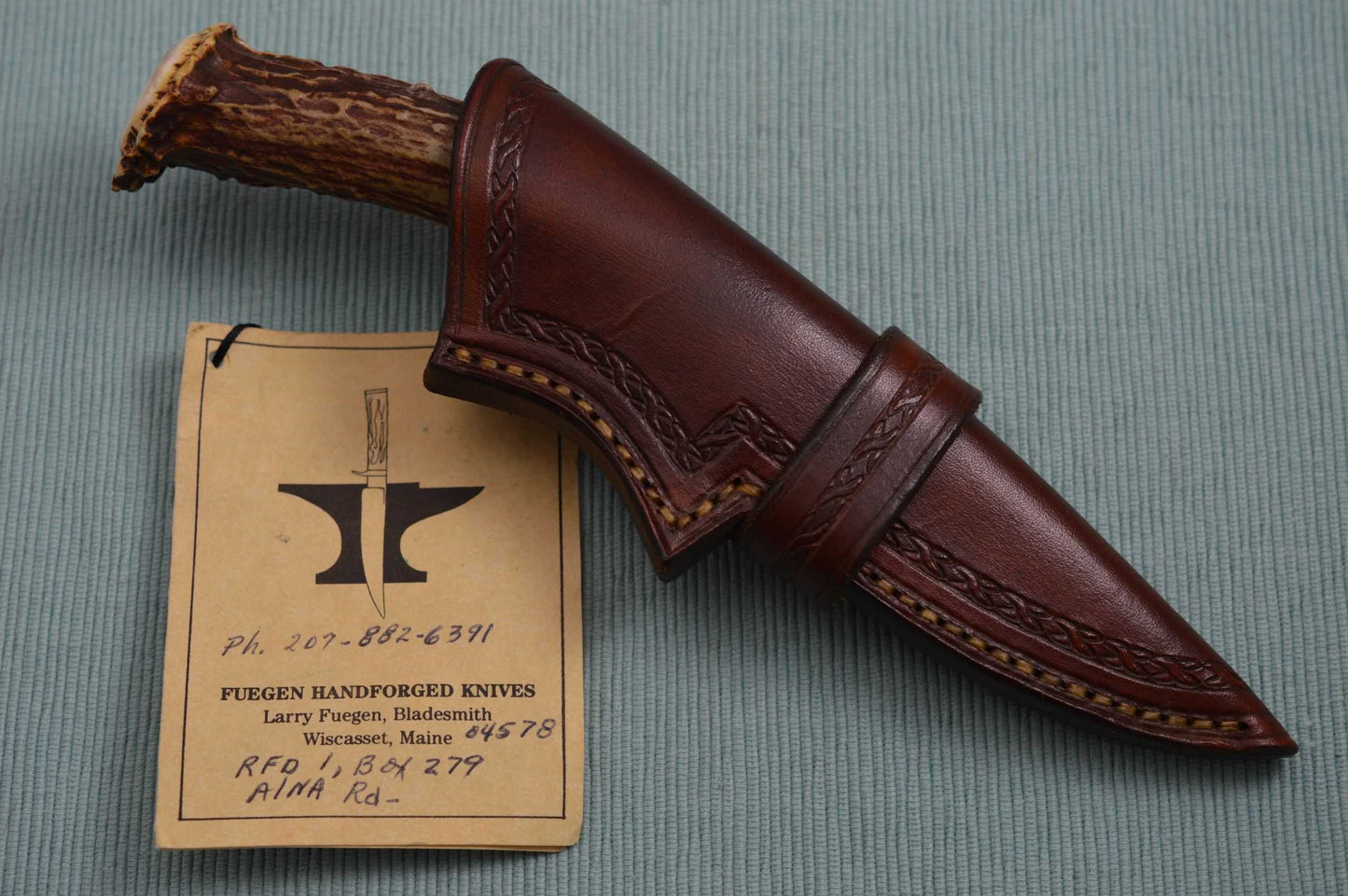Larry Fuegen, M.S. Crown Stag Hunter, Tooled Leather Sheath (SOLD)