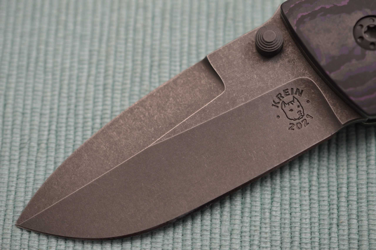 Tom Krein Purple Fat Carbon Liner-Lock ALPHA + Ben Krein Fusion Worry Stone (SOLD)