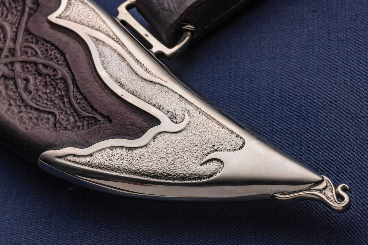 Mark Banfield Forged Fighter, Hamon, Carved African Blackwood Handle, Carved Bone Inset (TRADED)