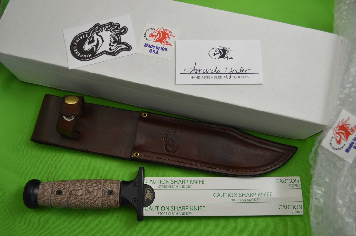 Rick Hinderer Knives “KaBar" Fighting Knife, O1 Tool Steel Parkerized, Brown Micarta (SOLD)