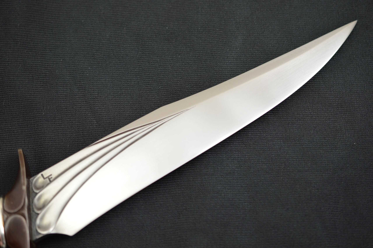 Larry Fuegen, M.S. Fighter, Carved Fossilized Material Handle, Sterling Silver Collar (SOLD)