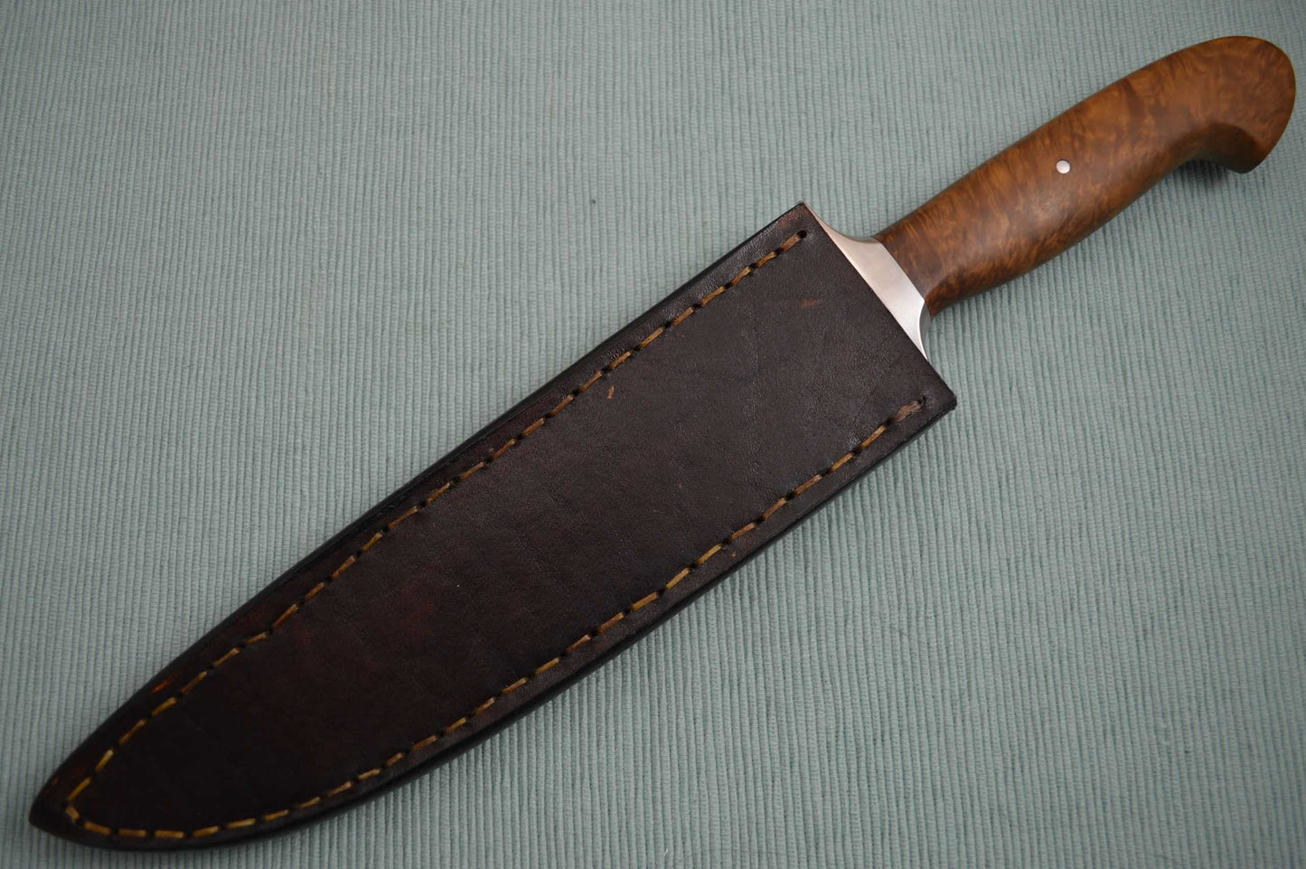 Craig Camerer, J.S. "Slim Pickens" Damascus Bowie, Leather Sheath (SOLD)