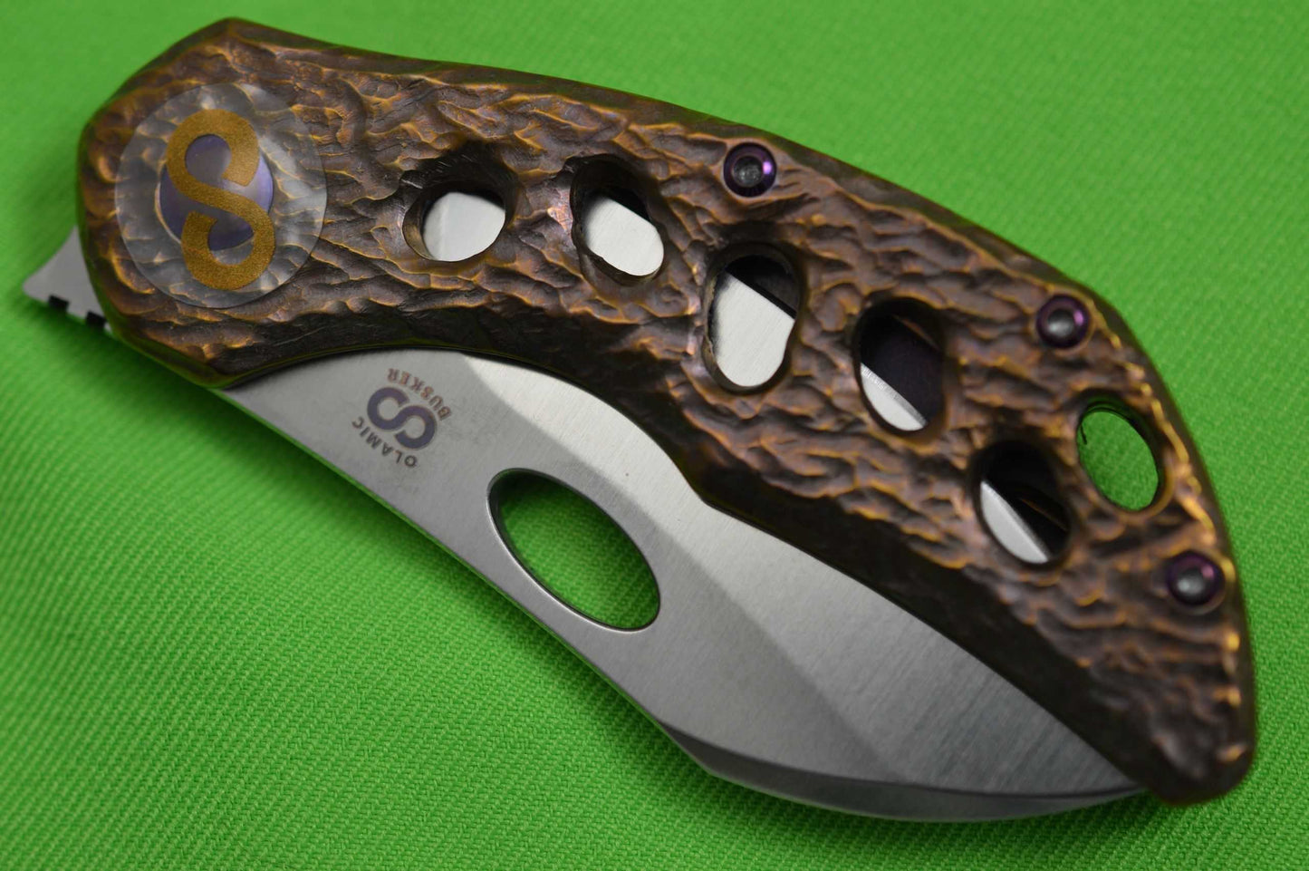Olamic Cutlery BUSKER, "iSolo Special Edition", Largo M390 Blade, Molten Titanium Frame (SOLD)