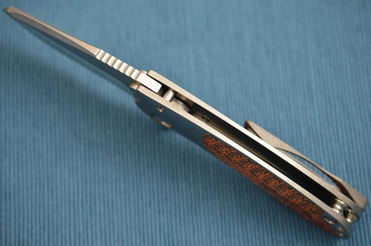 Direware S-96 Flipper, Titanium Frame, Orange / Black CF Inlays, Satin S110V Blade (SOLD)
