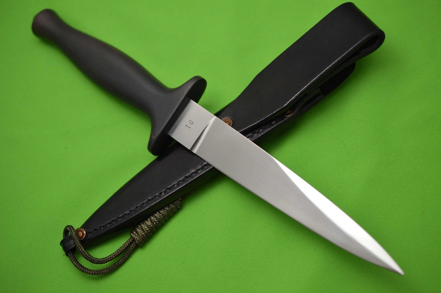 D.E. Henry Model 1 Spearpoint Commando Fighting Knife, Leather Sheath (SOLD)