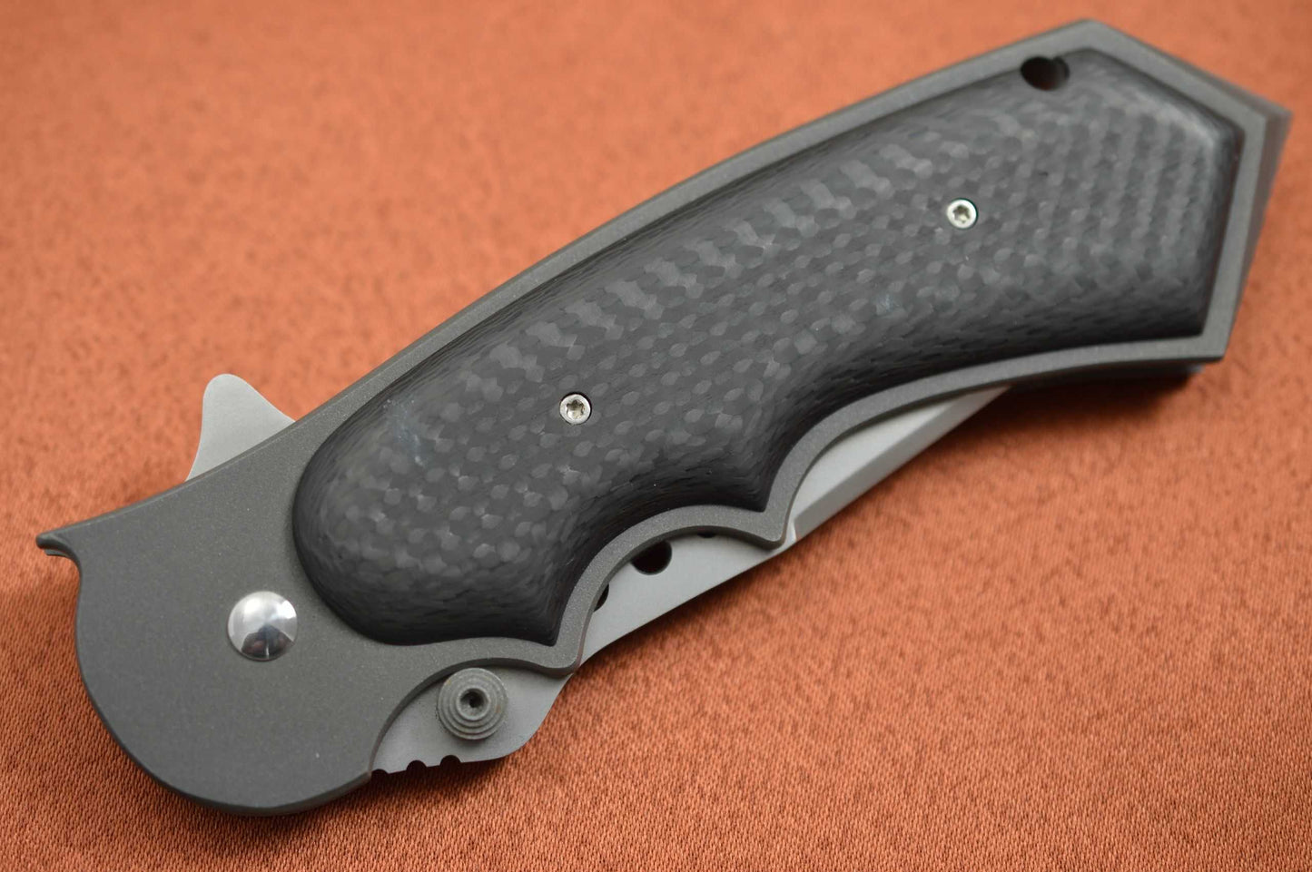 John Kubasek Custom Liner-Lock Flipper, Carbon Fiber, Impact Tool (SOLD)