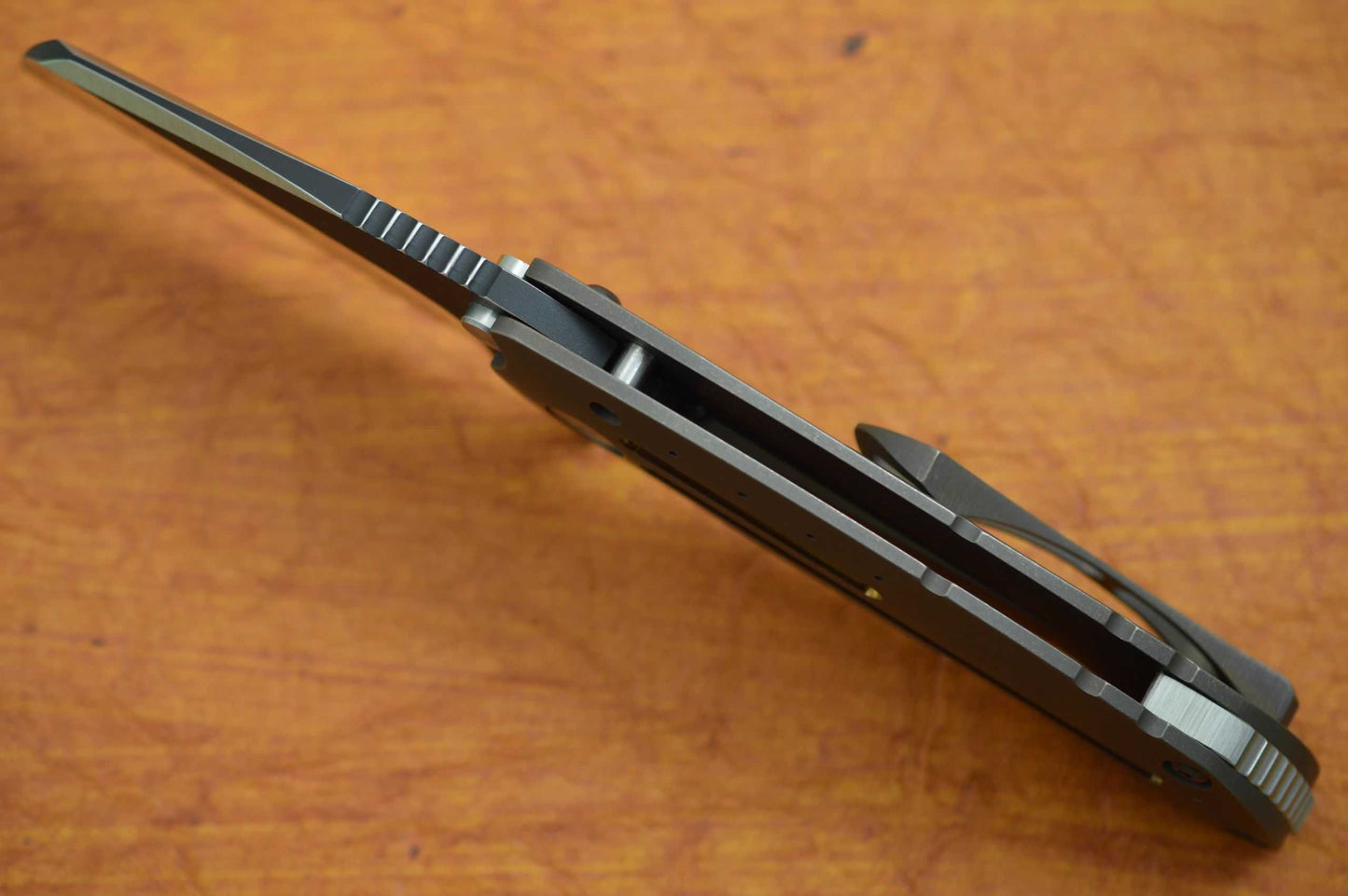 Direware S-90 Flipper, Titanium Frame, CPM-S110V Wharncliffe Blade, Black Ceramic Flats (SOLD)