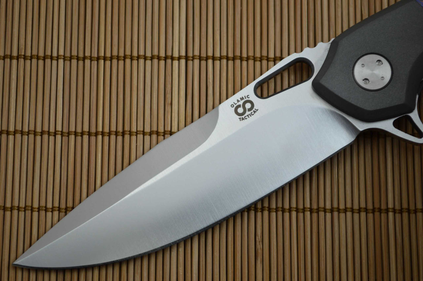 Olamic Cutlery Wayfarer 247 Titanium Damascus, Satin Elmax Blade (SOLD)