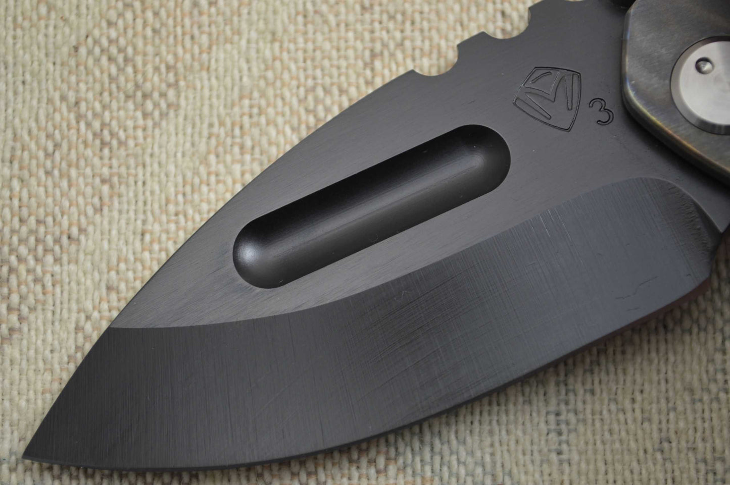 Medford Knife and Tool Praetorian Genesis T, Flamed Titanium Handle, 3V PVD (SOLD)