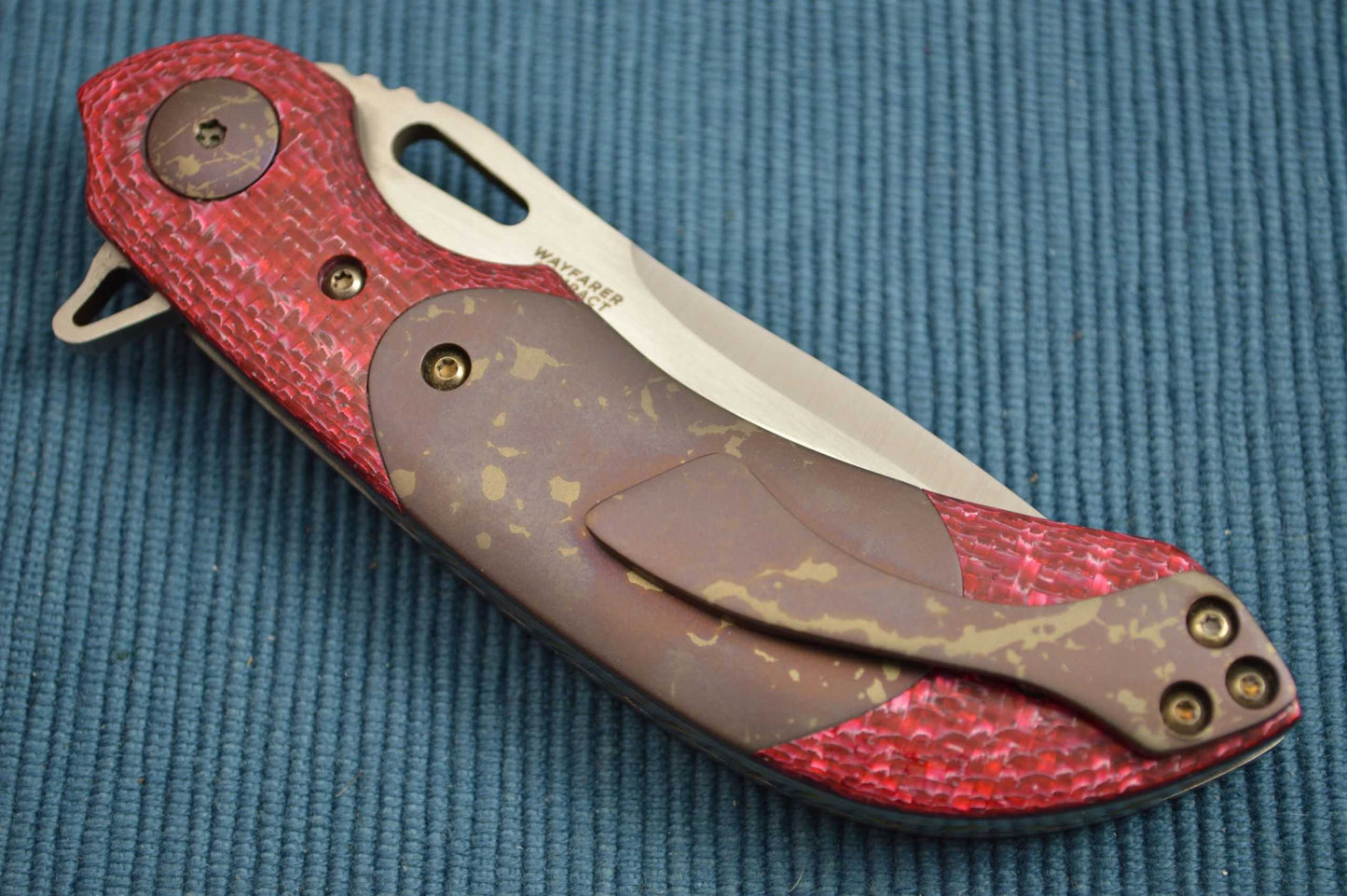 Olamic Cutlery Wayfarer Compact, One-Off Multi-Color Anodizing, Filework (SOLD)