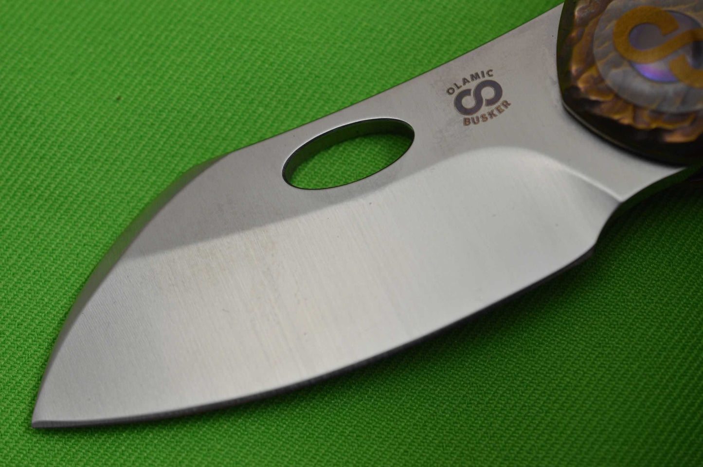 Olamic Cutlery BUSKER, "iSolo Special Edition", Largo M390 Blade, Molten Titanium Frame (SOLD)