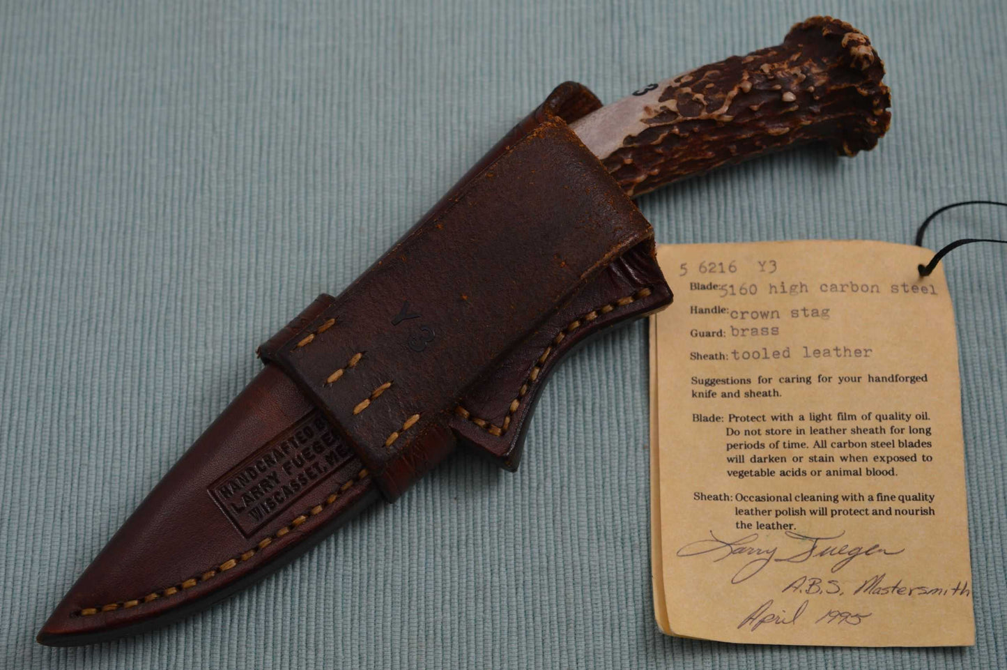 Larry Fuegen, M.S. Crown Stag Hunter, Tooled Leather Sheath (SOLD)