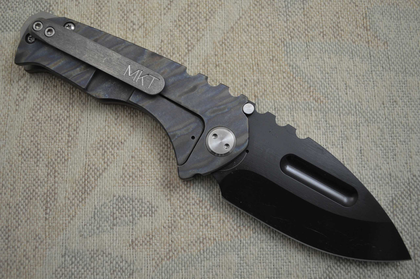 Medford Knife and Tool Praetorian Genesis T, Flamed Titanium Handle, 3V PVD (SOLD)