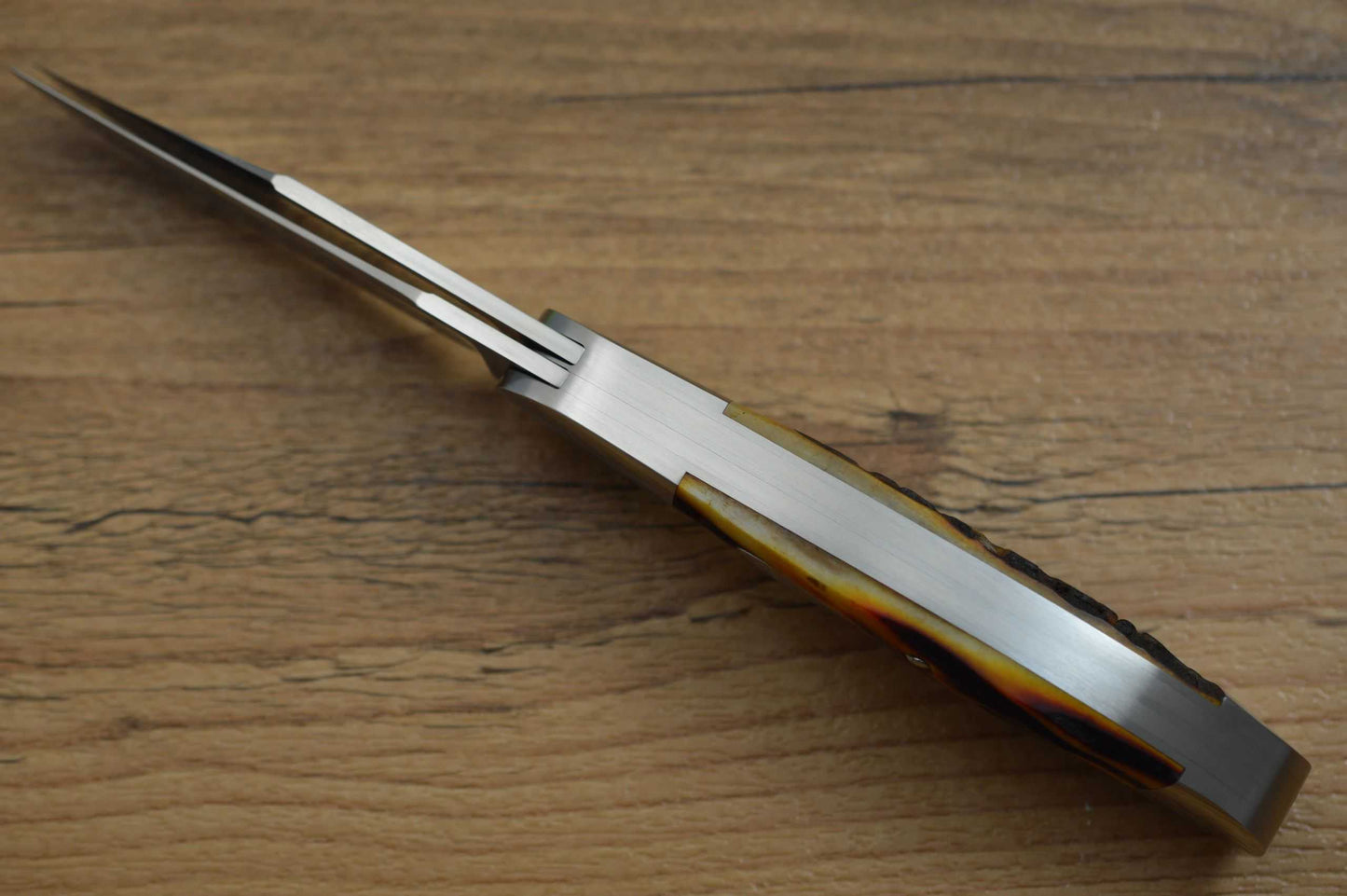 Luke Swenson 2-Blade Amber Stag Hunter, Slip-Joint Folding Knife (SOLD)