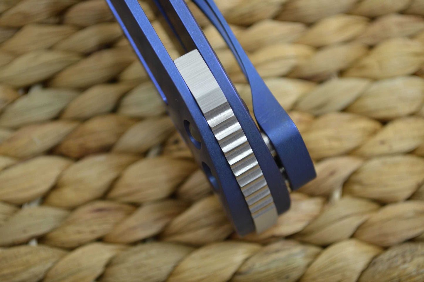 Direware M8 Flipper, Titanium Frame Tumbled Blue, Black Ceramic Flats (SOLD)