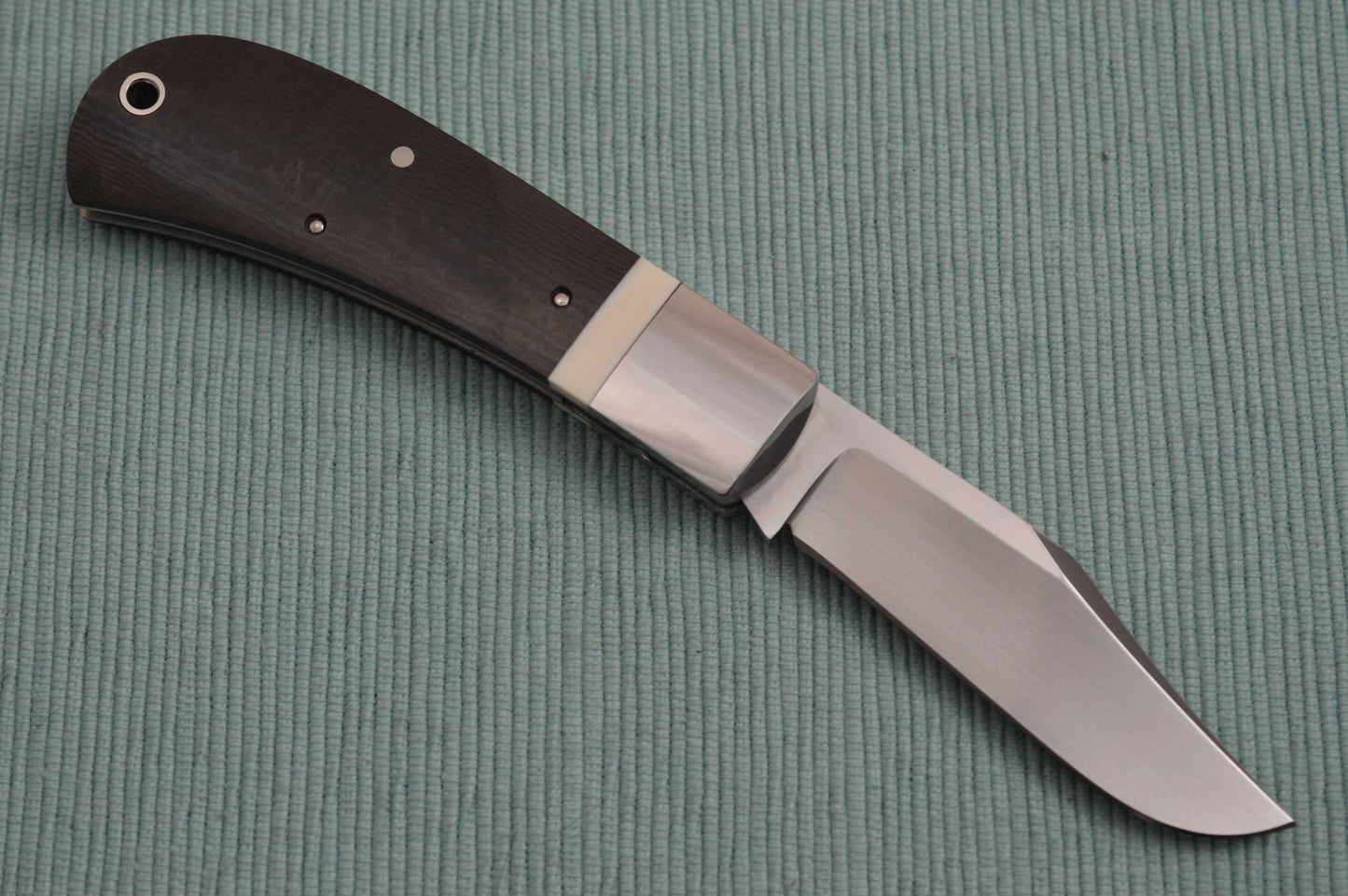 Bill Ruple LANNY'S CLIP, Black Micarta Scales, Fossil Bone Inlay, 2018 Blade Show (SOLD)