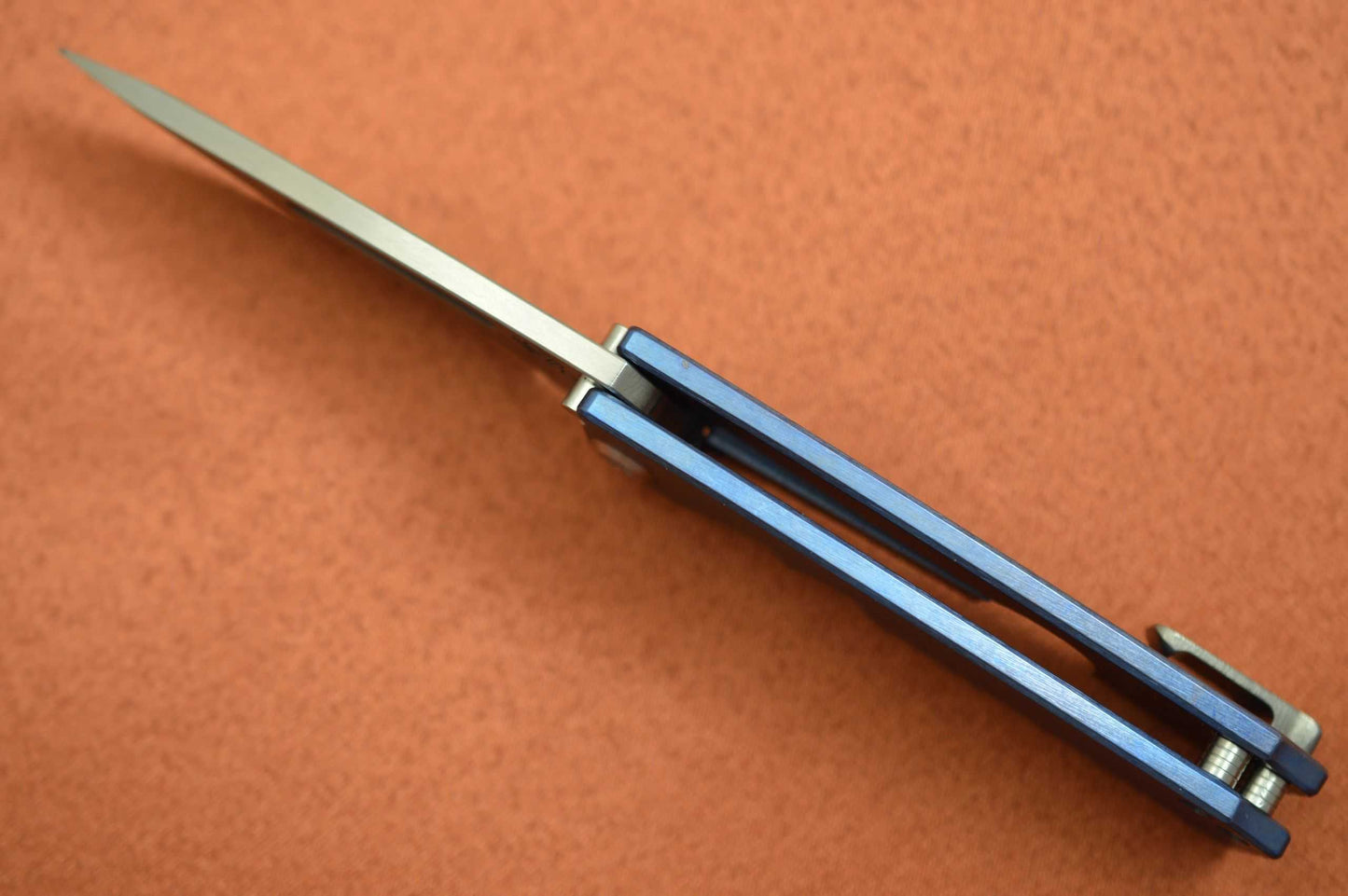 Medford Knife and Tool DRESS MARAUDER, Blue Anodized Titanium Handle, Satin Blade (SOLD)