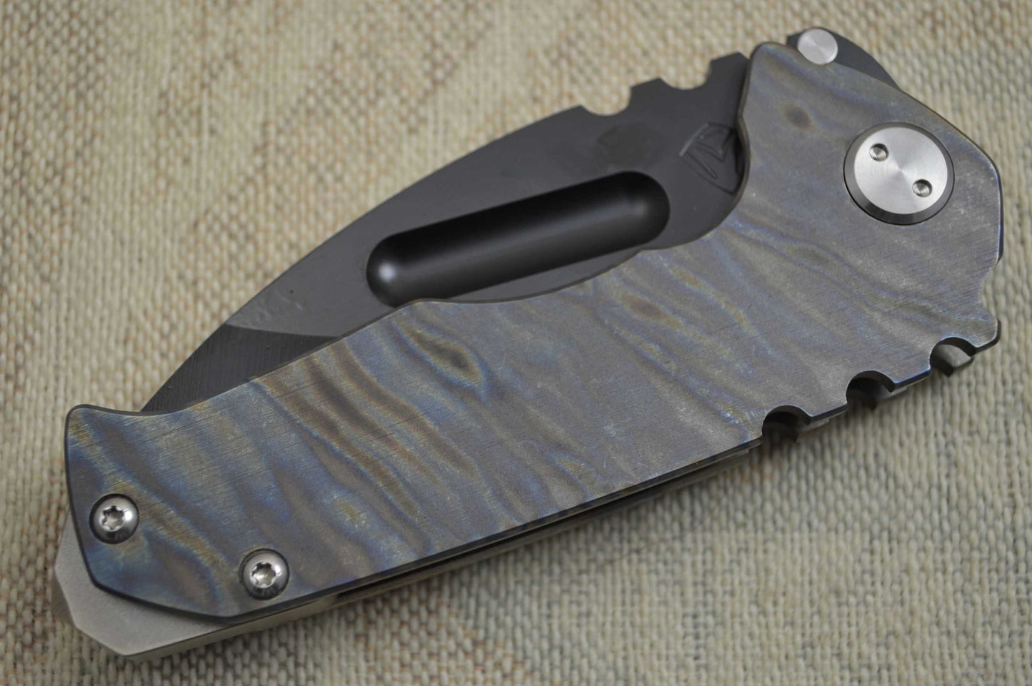 Medford Knife and Tool Praetorian Genesis T, Flamed Titanium Handle, 3V PVD (SOLD)
