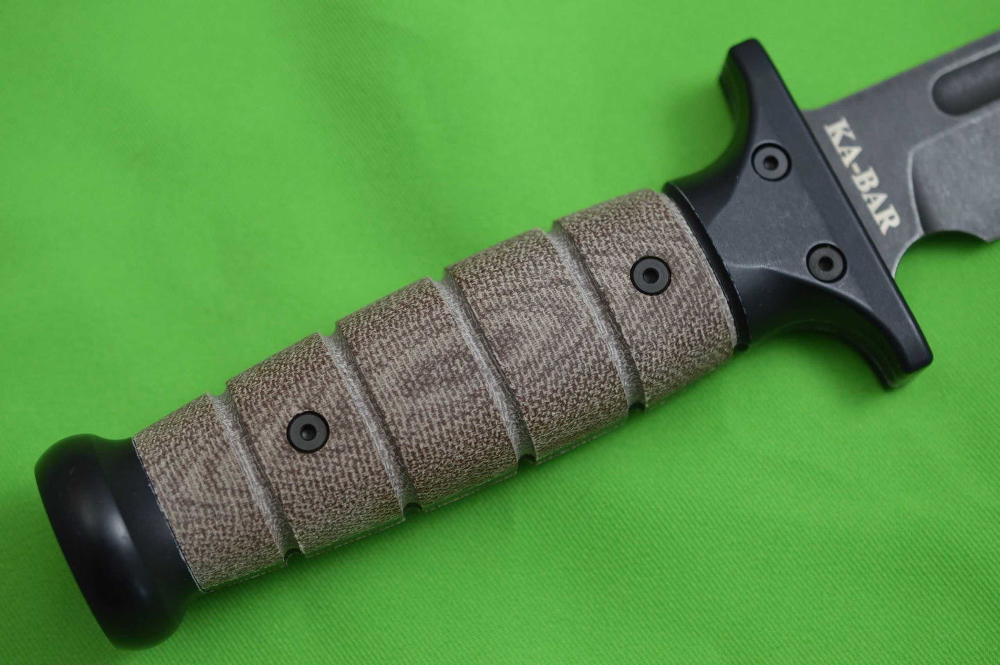 Rick Hinderer Knives “KaBar" Fighting Knife, O1 Tool Steel Parkerized, Brown Micarta (SOLD)