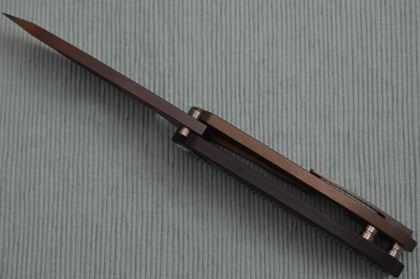 Medford Knife and Tool INFRACTION, Vulcanized D2 Blade, Carbon Fiber and Bronze Anodized Handle (SOLD)