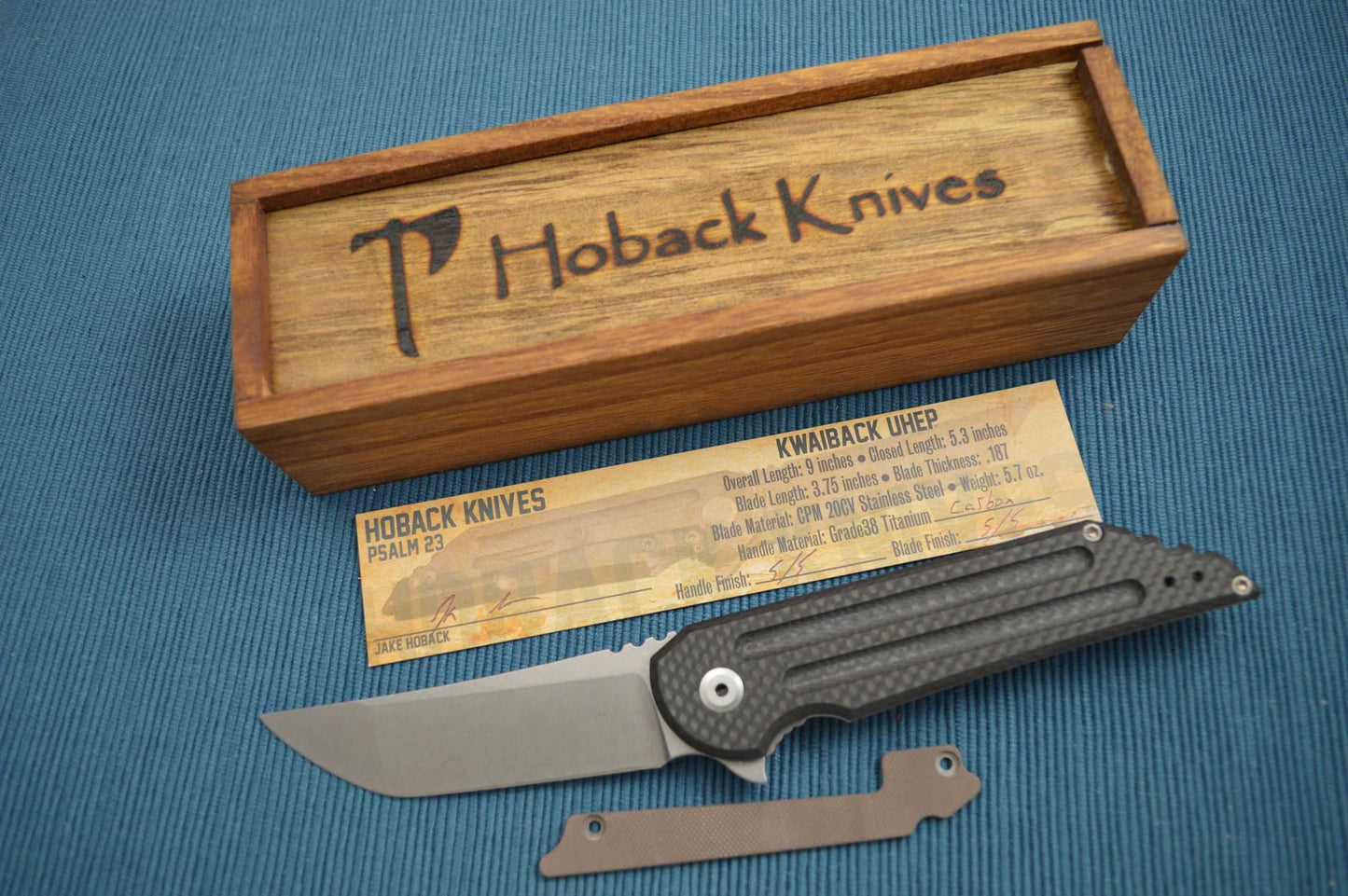 Jake Hoback Carbon Fiber Kwaiback UHEP Frame-Lock Flipper, Flat Dark Earth G10 Inlay (SOLD)