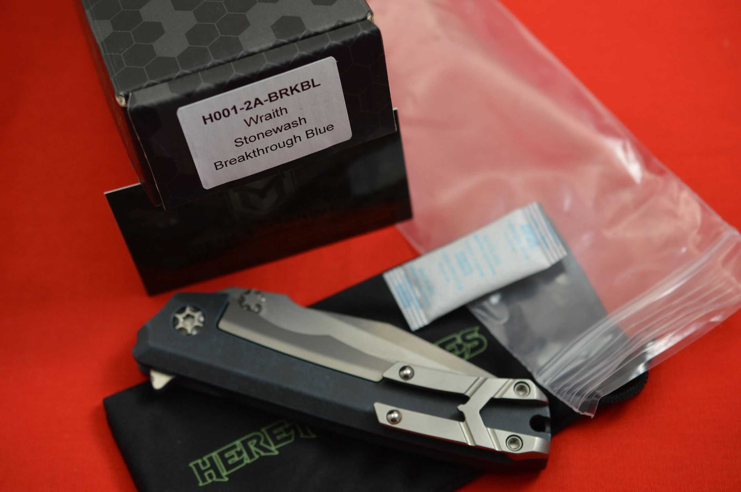 Heretic Knives WRAITH Flipper, Stonewashed CPM-154, Breakthrough Blue Frame (SOLD)