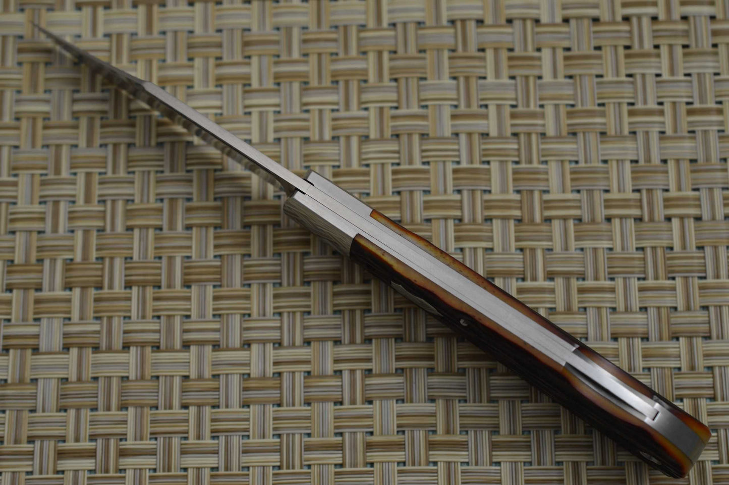 Luke Swenson Lock-Back Lanny's Clip, Carved Mahogany Bone, Blade Show 2018 (SOLD)