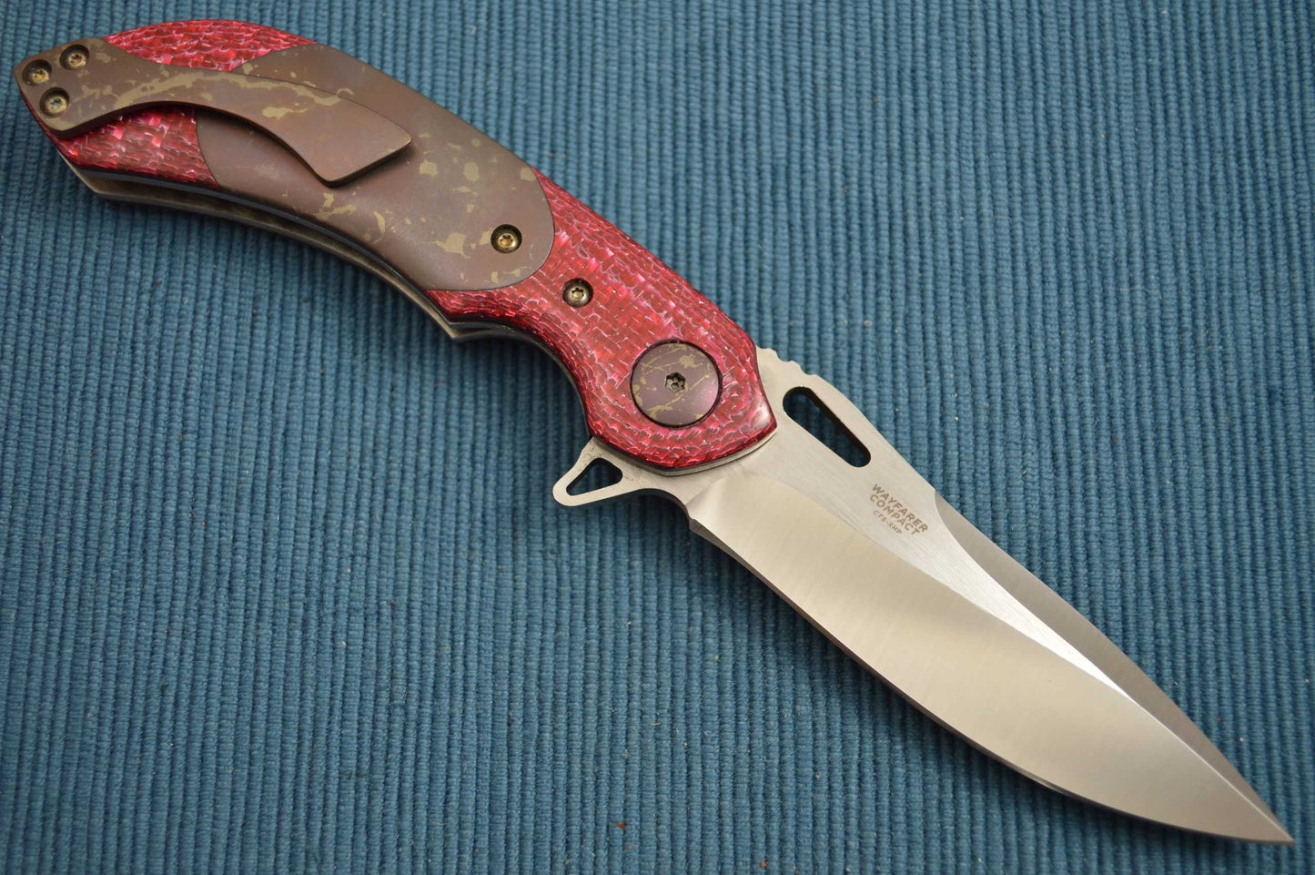 Olamic Cutlery Wayfarer Compact, One-Off Multi-Color Anodizing, Filework (SOLD)