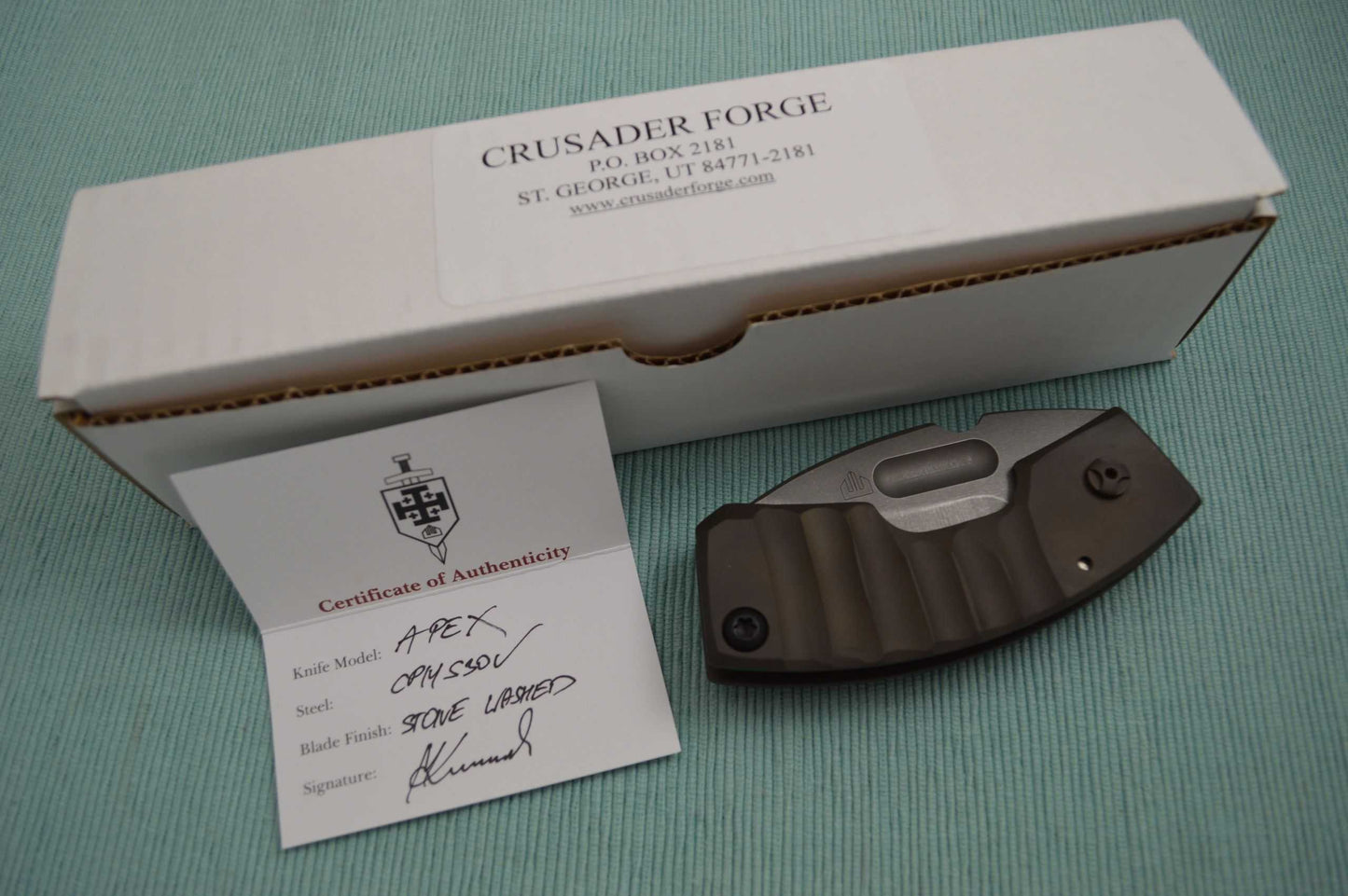 Crusader Forge Frame-Lock "APEX" Drop Point Blade Stonewashed Finish (SOLD)
