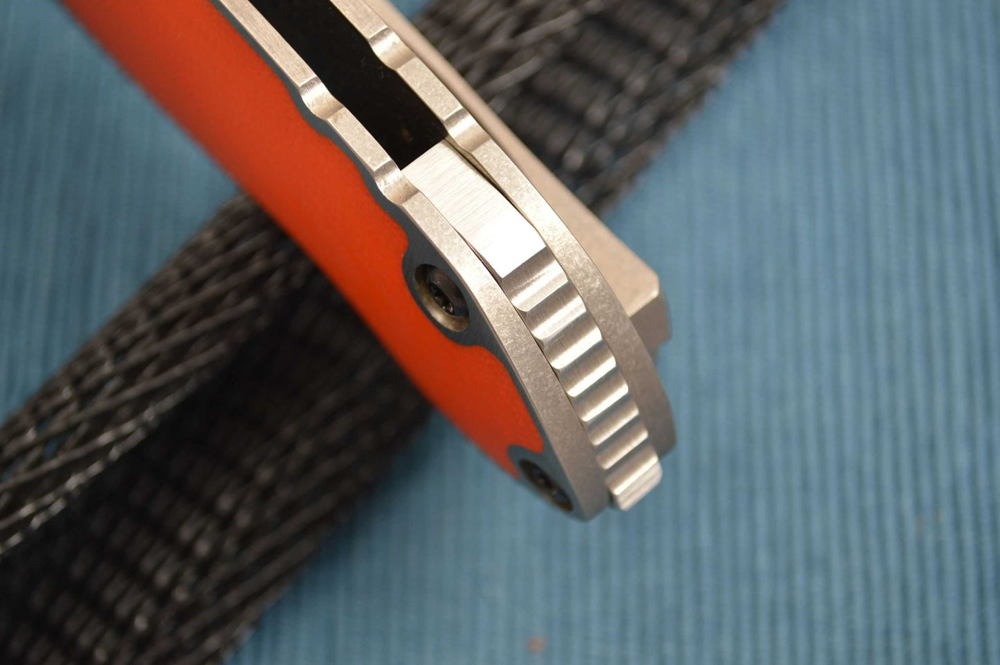 Direware SOLO Flipper, Orange G10 Inlays, Non-Recurve Blade Tumbled Flats (SOLD)