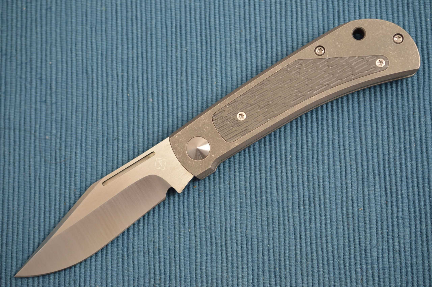 Jim Burke Custom REBEL Slip-Joint Folding Knife, Carved Zirconium Inlays (SOLD)