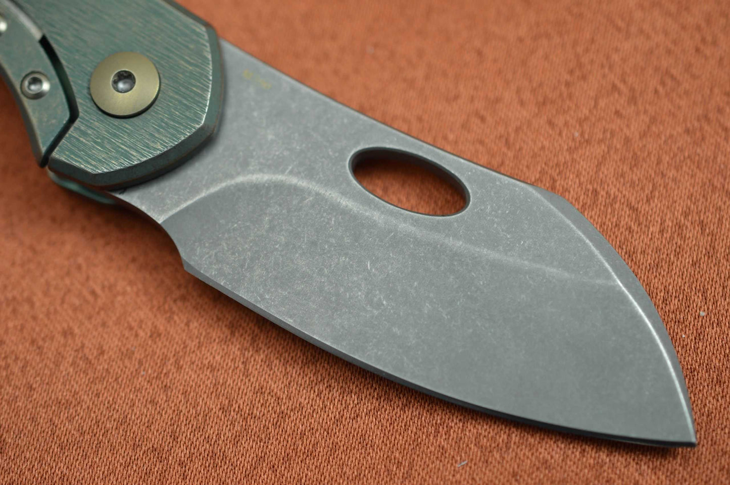 Olamic Cutlery BUSKER, Largo M390 Stonewashed Blade, Kinetic Rainforest Titanium Frame (SOLD)