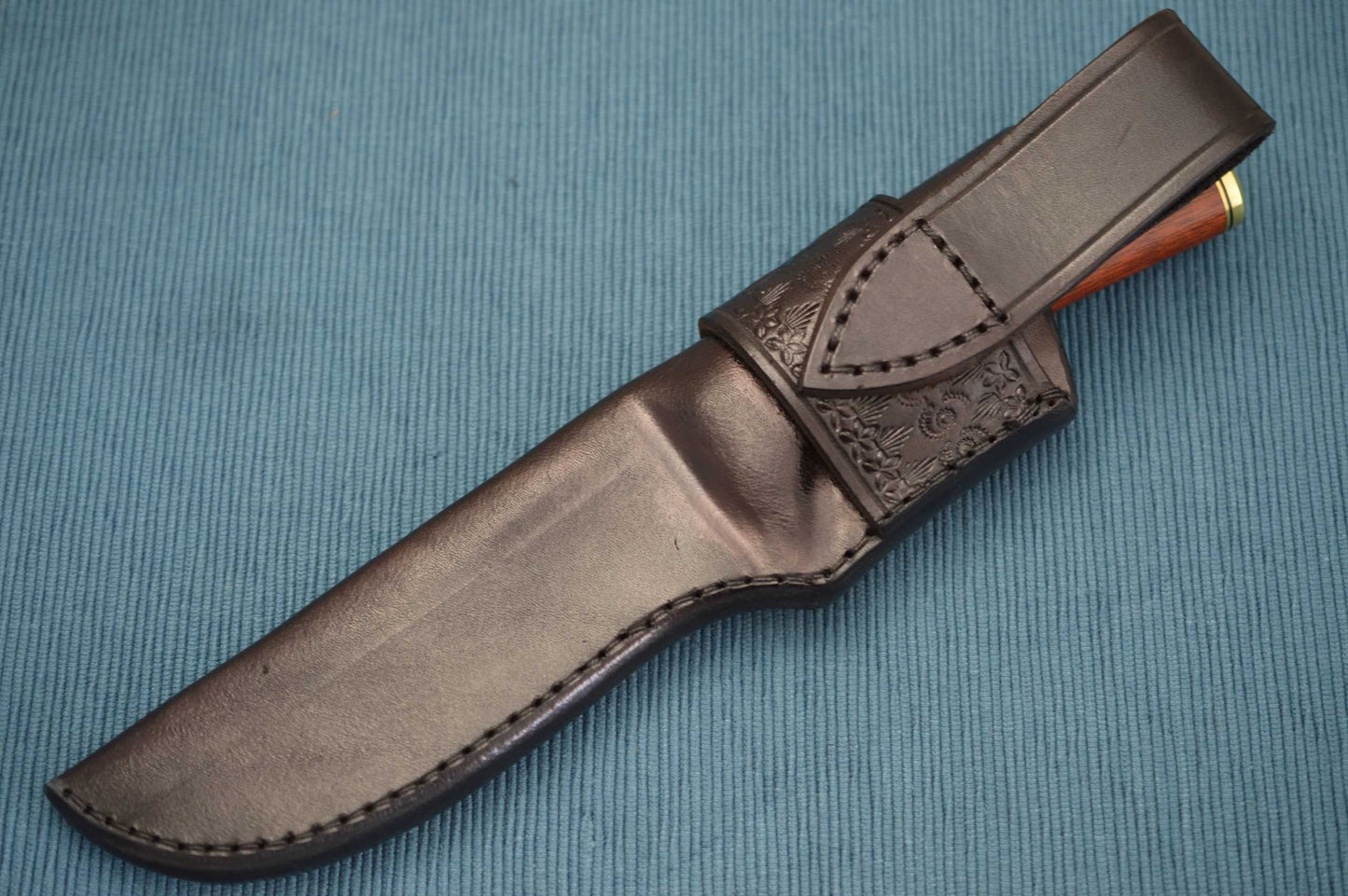 Kevin Cashen M.S. Clip Point Bloodwood Hunter, Leather Sheath (SOLD)