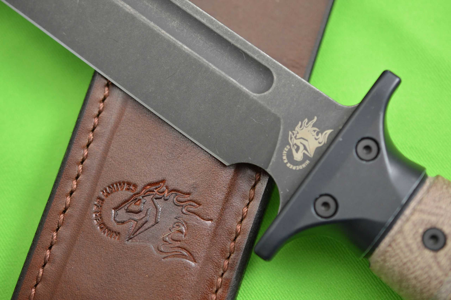 Rick Hinderer Knives “KaBar" Fighting Knife, O1 Tool Steel Parkerized, Brown Micarta (SOLD)