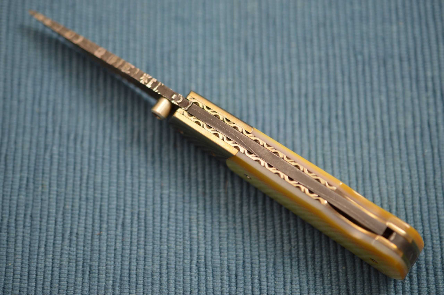 Ralph Turnbull Starburst Damascus, Gold Lip Pearl, Lock-Back Folder (SOLD)