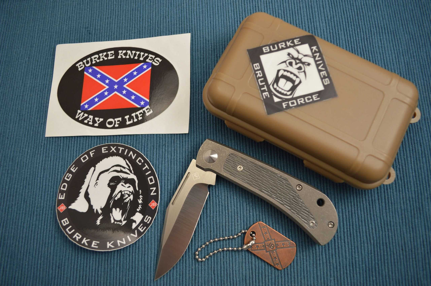 Jim Burke Custom REBEL Slip-Joint Folding Knife, Carved Zirconium Inlays (SOLD)