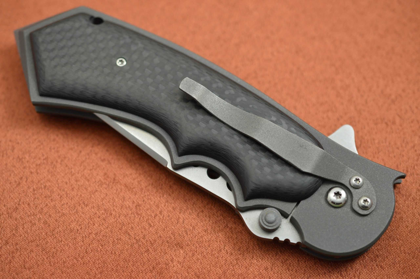 John Kubasek Custom Liner-Lock Flipper, Carbon Fiber, Impact Tool (SOLD)