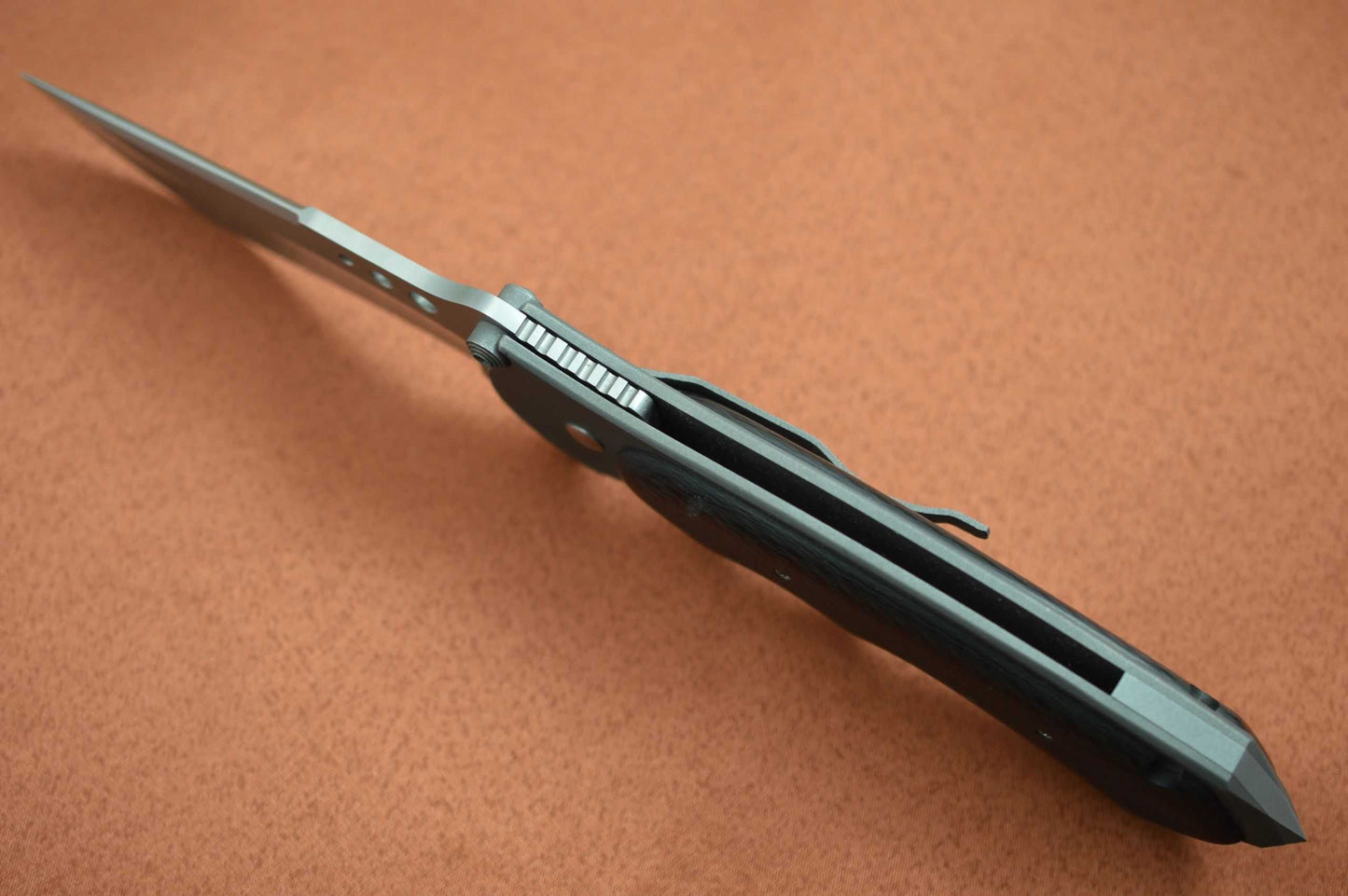 John Kubasek Custom Liner-Lock Flipper, Carbon Fiber, Impact Tool (SOLD)