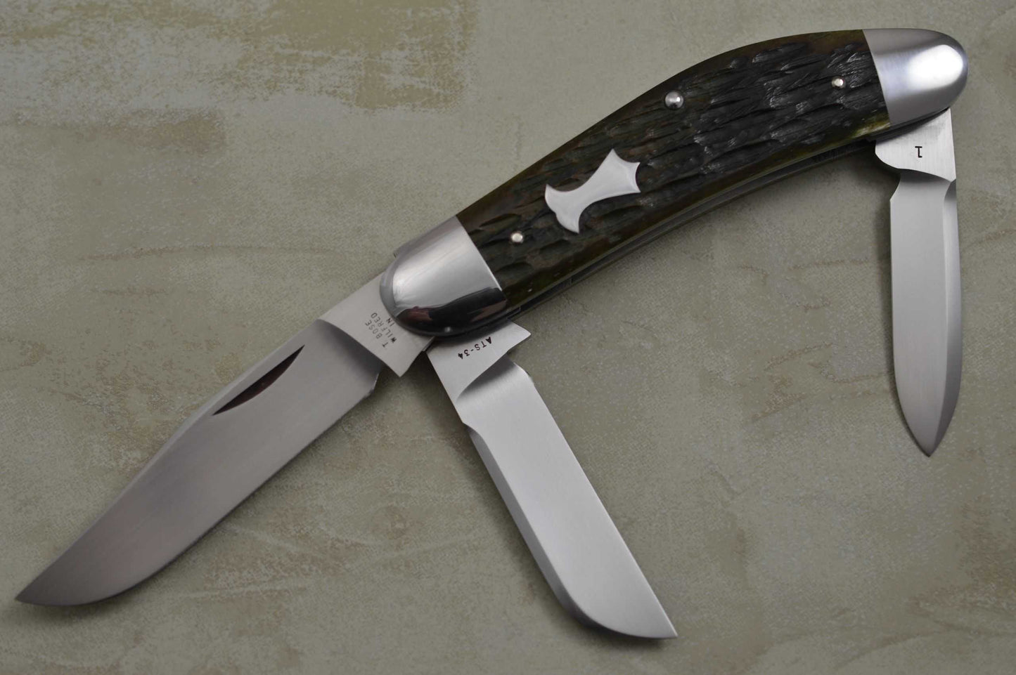 Tony Bose 3-Blade Sowbelly #1, Jigged Bone Slip-Joint Folding Knife (SOLD)