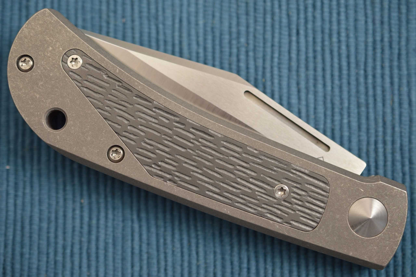 Jim Burke Custom REBEL Slip-Joint Folding Knife, Carved Zirconium Inlays (SOLD)