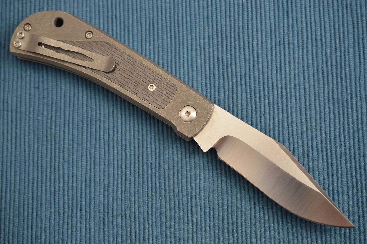 Jim Burke Custom REBEL Slip-Joint Folding Knife, Carved Zirconium Inlays (SOLD)